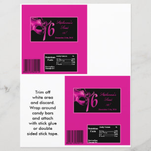 Lámina 2 Hershey's Large Bar Wrapper Sweet 16 Hot Pink