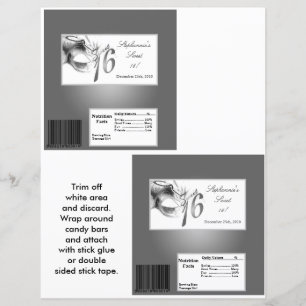 Lámina 2 Hershey's Large Bar Wrapper Sweet 16 Silver