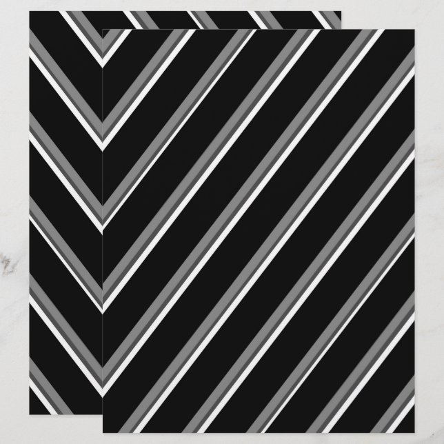Lámina 2-Sided B&W Diagonal Stripes Scrapbook Page (Anverso / Reverso)
