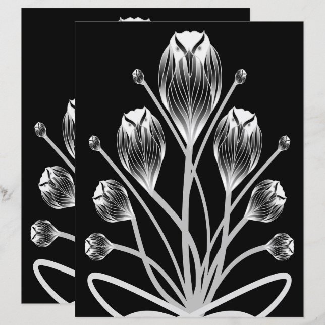 Lámina 2-Sided B&W Tulip Owlsprey H&S Scrapbook Page (Anverso / Reverso)
