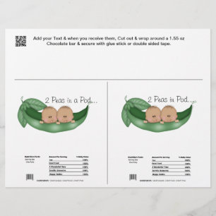 Lámina 2 Twins Shower Candy Bar Wrappers Party Favor