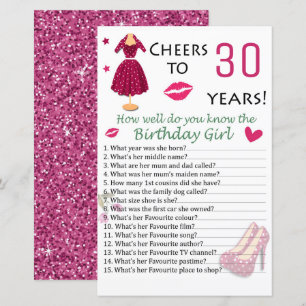 Lámina 30.º cumpleaños Qué bien conoces el cumpleaños