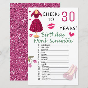 Lámina 30.º juego de palabras de cumpleaños