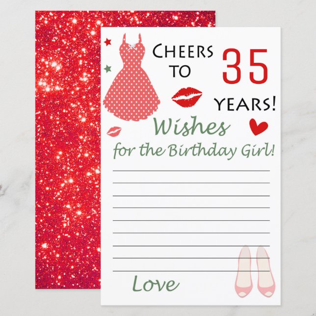Lámina 35.º deseo de cumpleaños para el chica de cumpleañ (Anverso / Reverso)