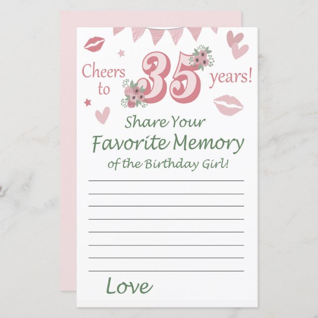 Lámina 35 años Memoria favorita de la Gir de cumpleaños (Anverso / Reverso)