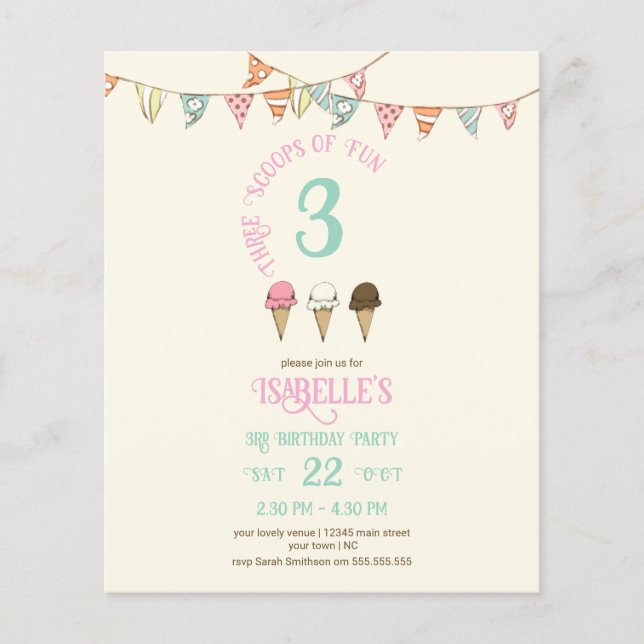Lámina 3 escopetas de divertido 3 cumpleaños Ice Cream Fi (Anverso)