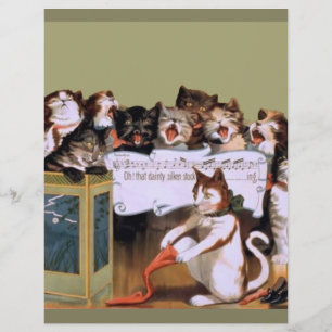 Lámina 3 gatos raras vintage cantar gatos divertidos