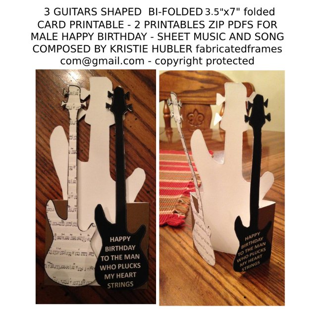 Lámina 3 Guitars Song Sheet Music Man Happy Birday Card (Subido por el creador)