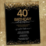 Lámina 40.ª invitación al presupuesto por Fiesta de cumpl<br><div class="desc">Elegante purpurina de oro de Faux con brillantes notas de confeti en el borde superior e inferior. Todo el texto es ajustable y fácil de cambiar para sus propias necesidades fiestas. Gran diseño elegante de plantilla de cumpleaños número 40.</div>
