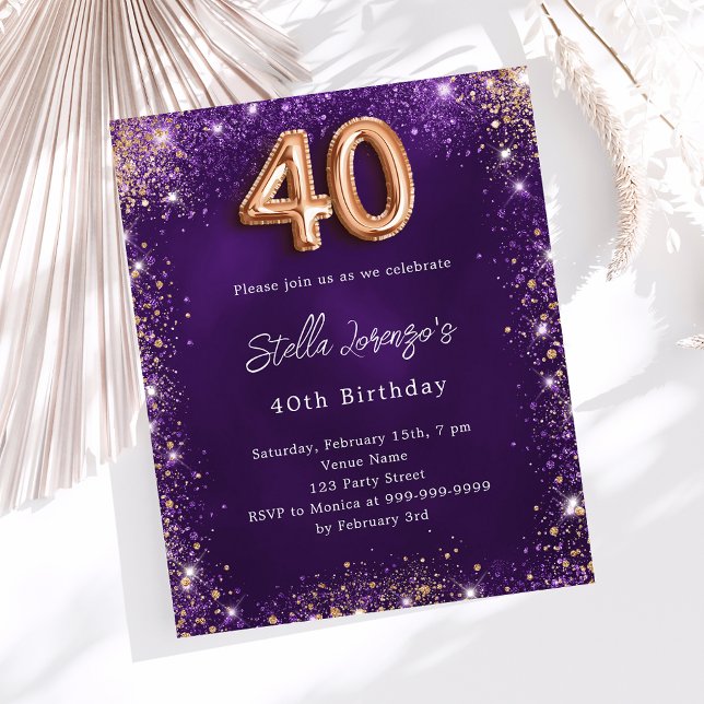 Lámina 40.º rosa morado de cumpleaños (Subido por el creador)