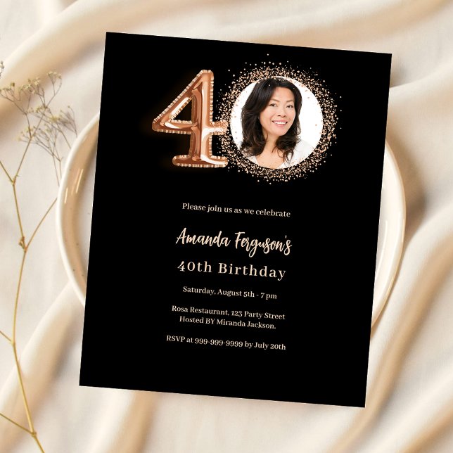 Lámina 40.º rosa negro invitación a la fotografía de oro (Subido por el creador)