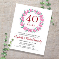 40° Aniversario Ruby Invitación a la corona floral