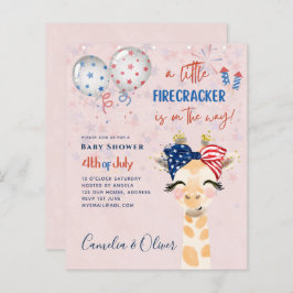 Lámina 4 de julio BABY SHOWER INVITE Firecracker Giraffe