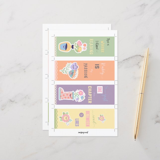 Lámina 4 Marcadores florales de Kawaii con manos recortad (Anverso/Reverso In Situ)