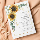 Lámina 50.ª fiesta de cumpleaños Eucalyptus Invite al gir<br><div class="desc">Eucalyptus Sunflower Floral Script 60th Birthday Invitation puede personalizar fácilmente con los detalles de su fiesta haciendo clic en el botón "Personalizar". Con flores y vegetación amarillo brillante suculento con un marco geométrico de Relieve metalizado dorado y tipografía moderna</div>