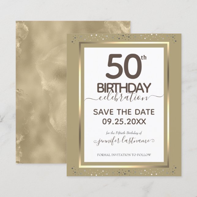 Lámina 50.º Cumpleaños Guardar la Fecha Invitación al Pre (Anverso / Reverso)