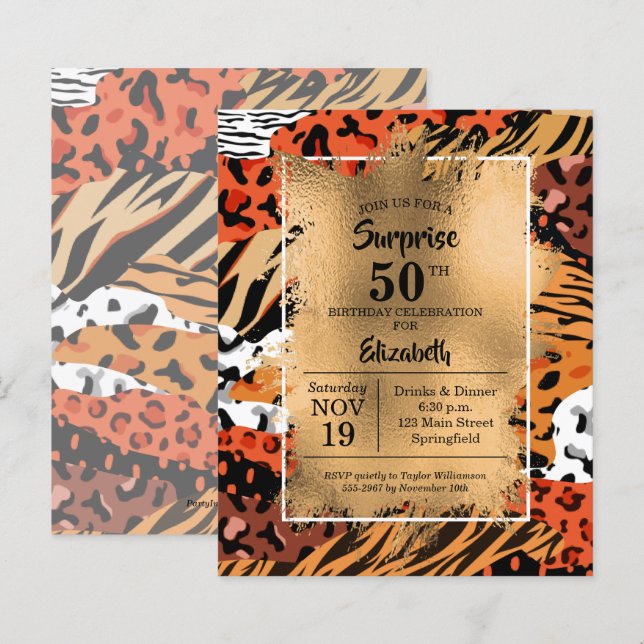Lámina 50.º cumpleaños Invitaciones a la impresión de ani (Anverso / Reverso)