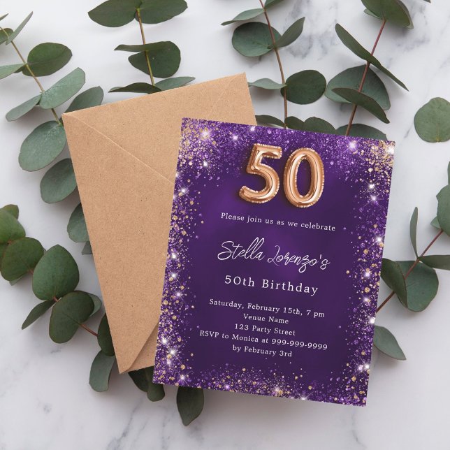 Lámina 50.º rosa morado de cumpleaños (Subido por el creador)