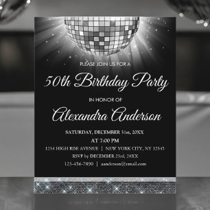 Lámina 50 cumpleaños Silver Disco Ball