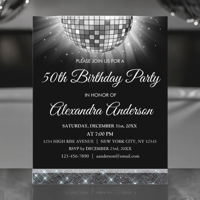 Lámina 50 cumpleaños Silver Disco Ball (Subido por el creador)