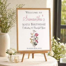 Lámina 50th Birthday Party Wildflower Welcome Sign