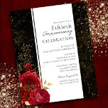 Lámina 50th Wedding Anniversary Floral Budget<br><div class="desc">Gothic Red Floral,  red and black splatter,  gold floral Wedding Invitations. Faux gold Floral Leaves. Script font highlights with easy to read serif name font. Easy to adjust for your own wedding needs.</div>