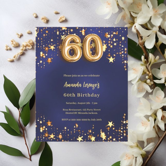 Lámina 60.ª invitación a estrellas de oro azul marino (Subido por el creador)