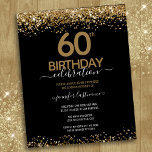 Lámina 60.ª invitación al presupuesto por partido de cump<br><div class="desc">Elegante purpurina de oro de Faux con brillantes notas de confeti en el borde superior e inferior. Todo el texto es ajustable y fácil de cambiar para sus propias necesidades fiestas. Gran diseño elegante de plantillas de cumpleaños número 60.</div>