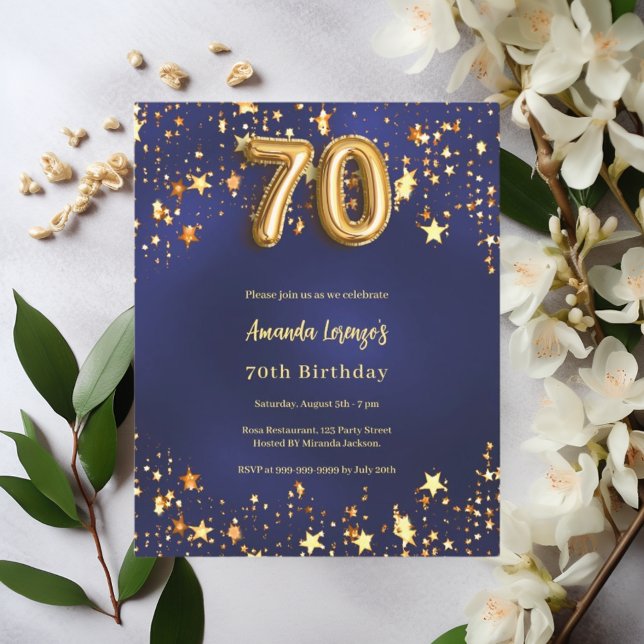 Lámina 70.ª invitación a estrellas de oro azul marino (Subido por el creador)