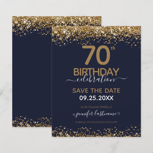 Lámina 70.º Cumpleaños Guardar la Fecha Invitación al Pre (Anverso / Reverso)