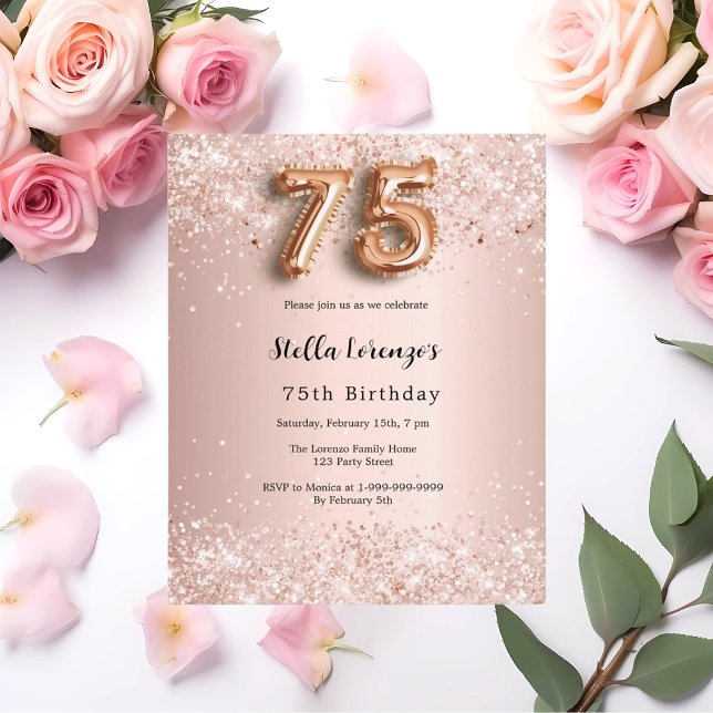 Lámina 75.º rosa de cumpleaños invitación a los confetti  (Subido por el creador)