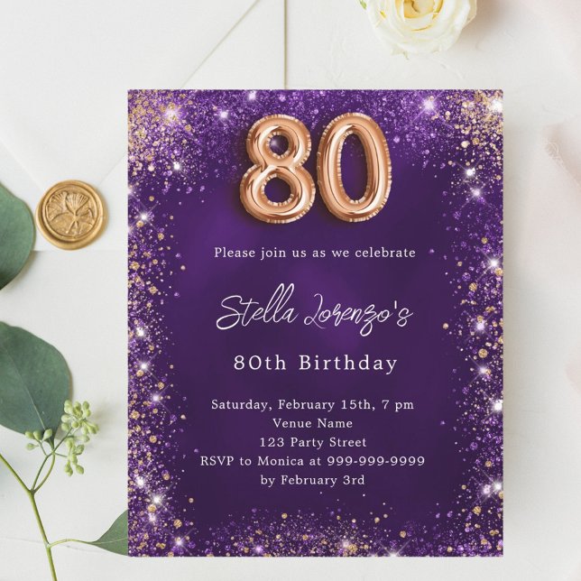 Lámina 80.º rosa morado de cumpleaños (Subido por el creador)