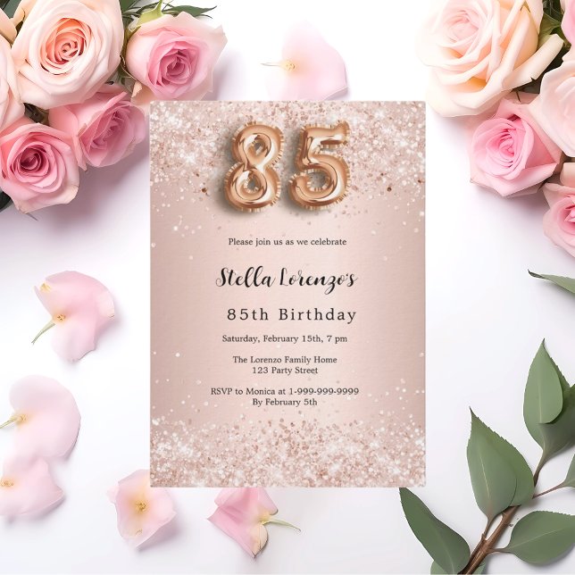 Lámina 85.º rosa de cumpleaños invitación a los confetti  (Subido por el creador)