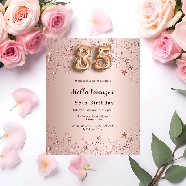 Lámina 85.º rosa de cumpleaños invitación de estrellas ro (Subido por el creador)