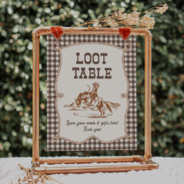 Lámina 8x10 Brown Gingham Cowboy Loot Table Sign