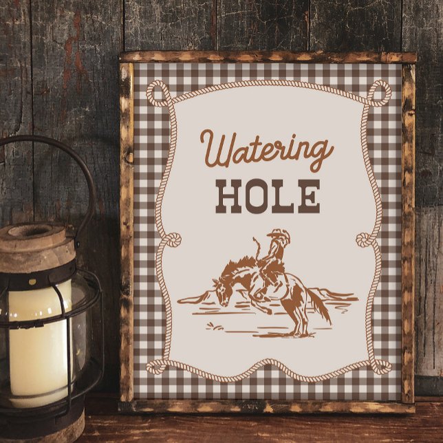 Lámina 8x10 Brown Gingham Cowboy Watering Hole Sign (Subido por el creador)