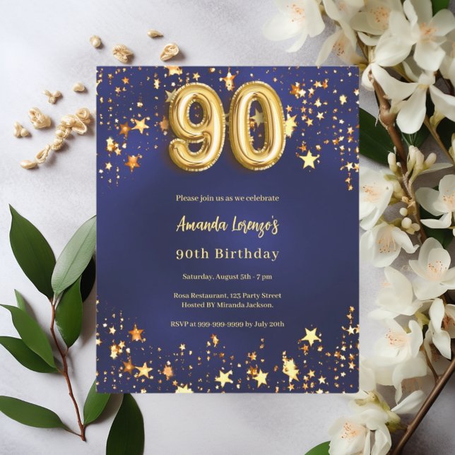 Lámina 90.ª invitación de estrellas de oro azul marino (Subido por el creador)