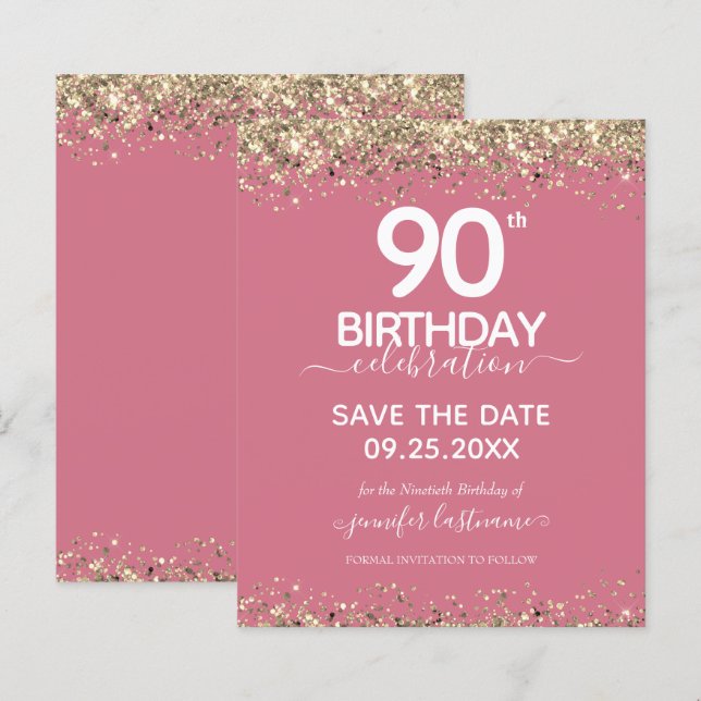 Lámina 90.º Cumpleaños Guardar la Fecha Invitación al Pre (Anverso / Reverso)