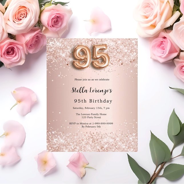 Lámina 95.º rosa de cumpleaños invitación a los confetti  (Subido por el creador)