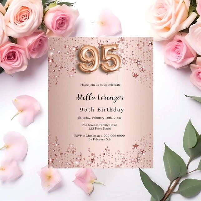 Lámina 95.º rosa de cumpleaños invitación de estrellas ro (Subido por el creador)