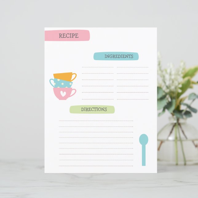 Lámina A4 Recipe Template (Anverso de pie)
