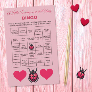 Lámina A Little Love Bug Is On The Way Baby Shower Bingo 