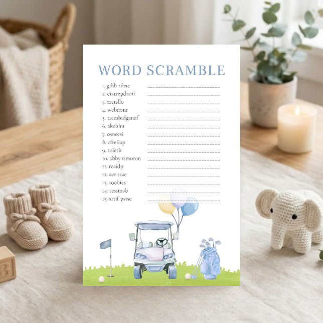 Lámina A Little Putter Golf Shower Word Scramble Game (Golf Baby Shower Word Scramble Game)