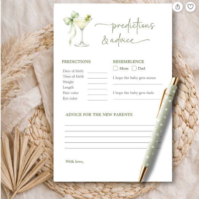 Lámina A Tini One Baby Shower Predictions & Advice Game (Subido por el creador)
