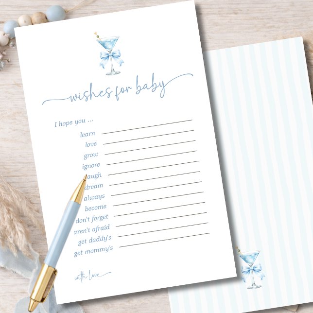 Lámina A Tini One Blue Bow Wishes For Baby Advice Card (Subido por el creador)