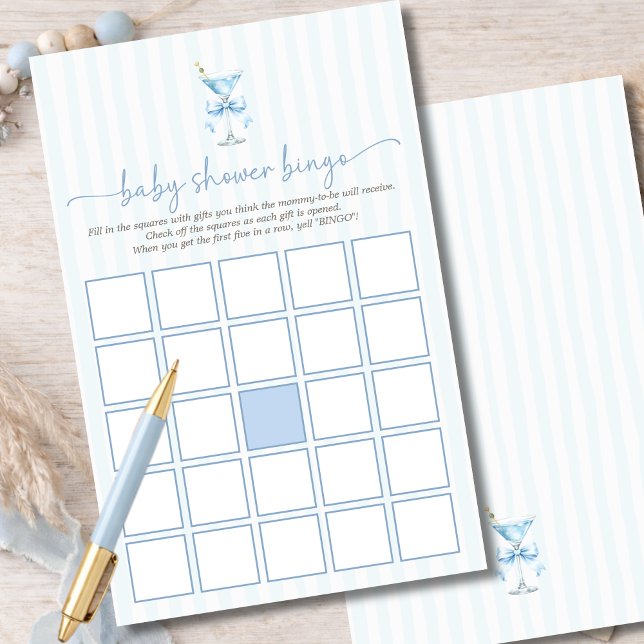 Lámina A Tini One Blue Stripes Baby Shower Bingo Game (Subido por el creador)