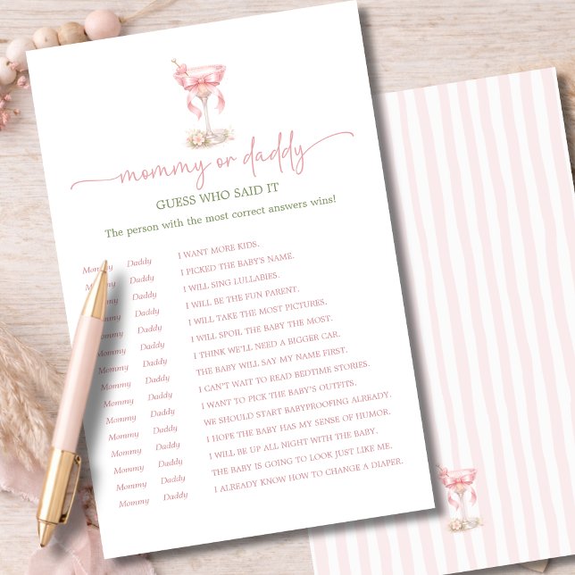 Lámina A Tini One Pink Mommy or Daddy Guess Who Said It (Subido por el creador)