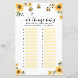 Lámina A-Z todas las cosas juego de ducha bebé