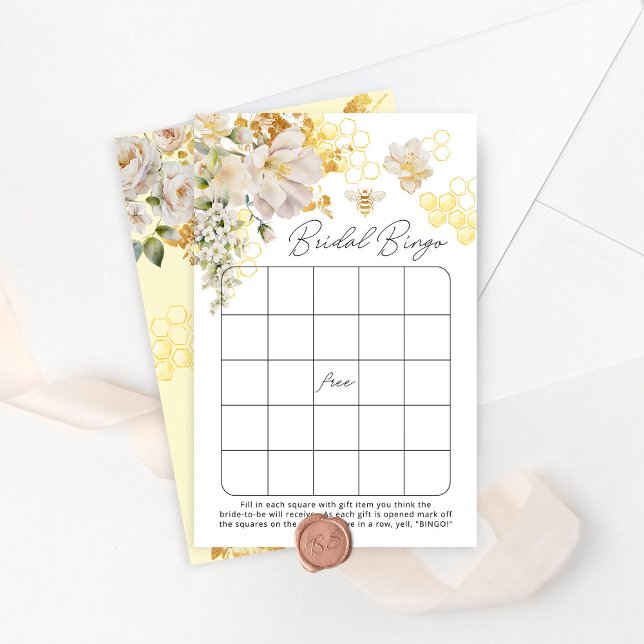 Lámina Abeja floral Juego de bingo de ducha de novia (Subido por el creador)