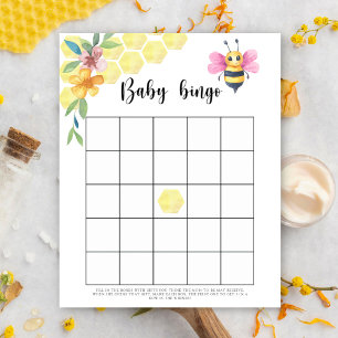Lámina Abeja floral - Juego de bingo para baby shower